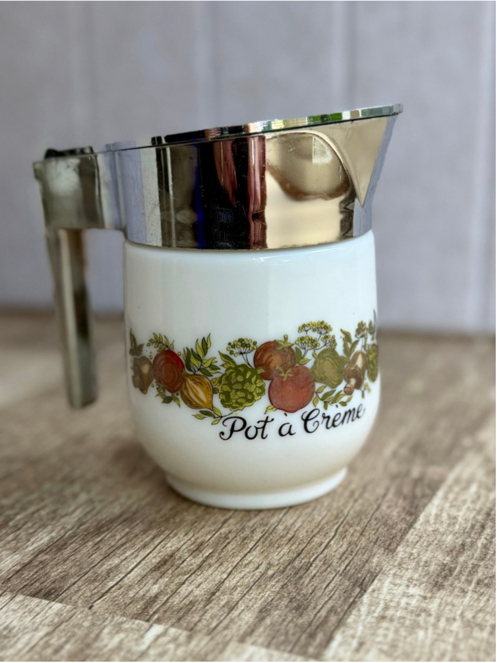 Vintage Gemco Spice of Life Pot a Creme Milk Glass Pitcher